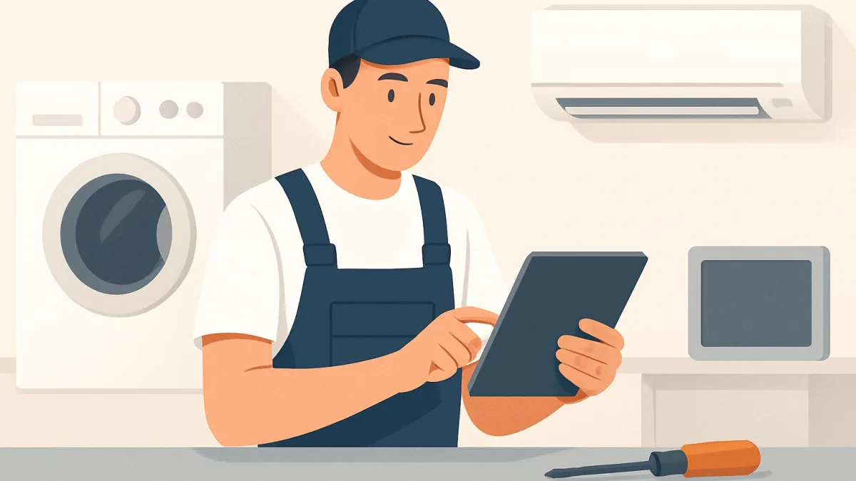 Teknik servis atölyesinde çalışan bir teknisyen